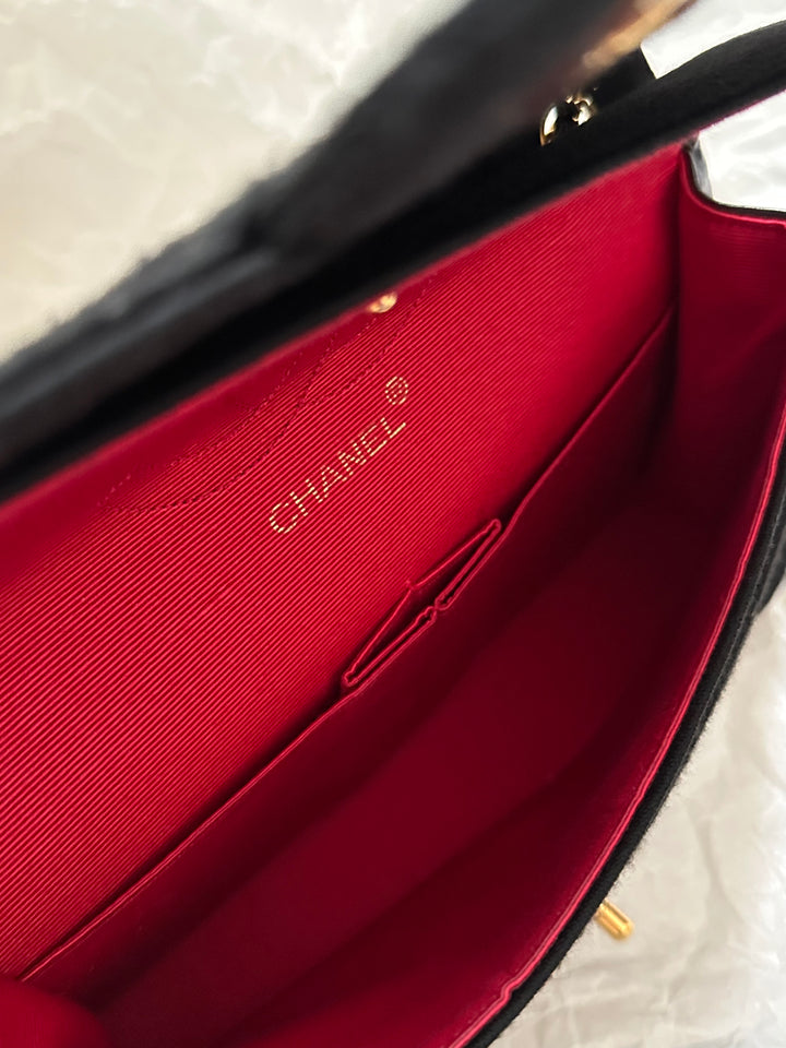 Chanel Fabric CF Double Flap 23cm 🖤✨ Timeless Classic in Rare Fabric
