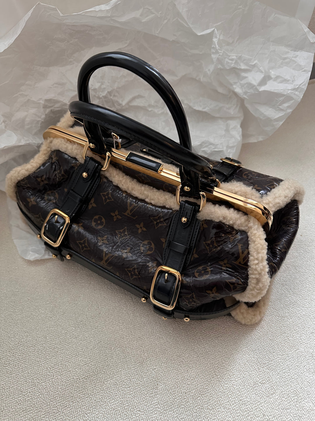 Louis Vuitton Limited Edition Monogram Shearling Doctor Bag 🤎✨ Ultra Rare & Statement Piece