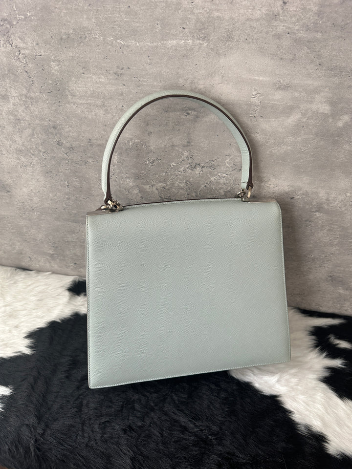 Salvatore Ferragamo Double Gancini Kelly Bag 🩵✨｜Structured Elegance, Durable Leather, Timeless Versatility