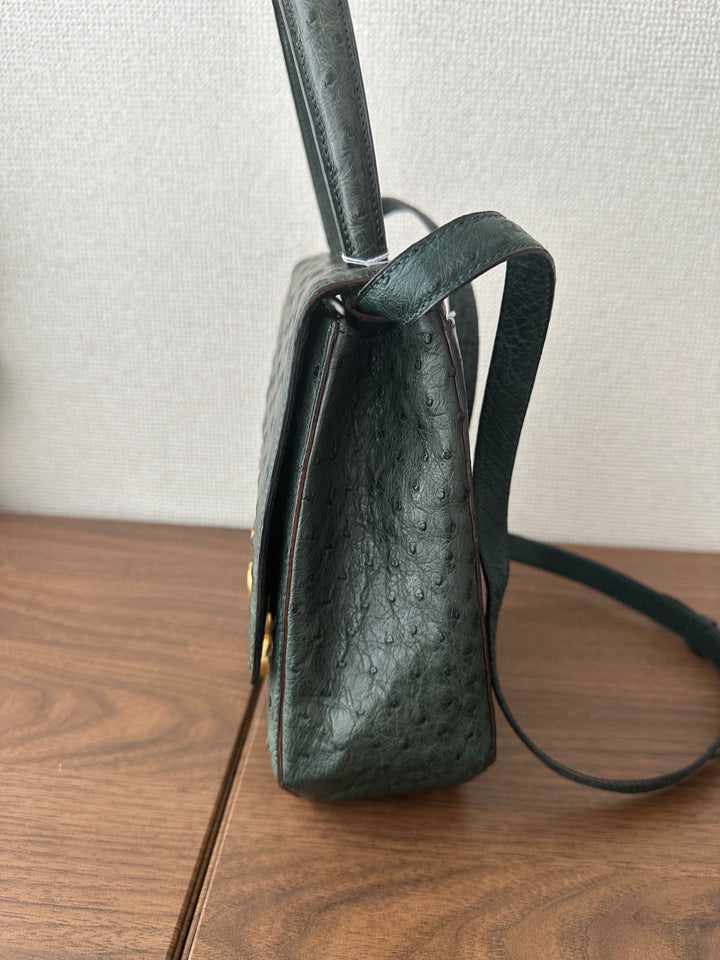 CELINE Rare Vintage Triomphe Ostrich Leather “Bone” Bag 🤎🦤 With Original Strap | Collector’s Piece