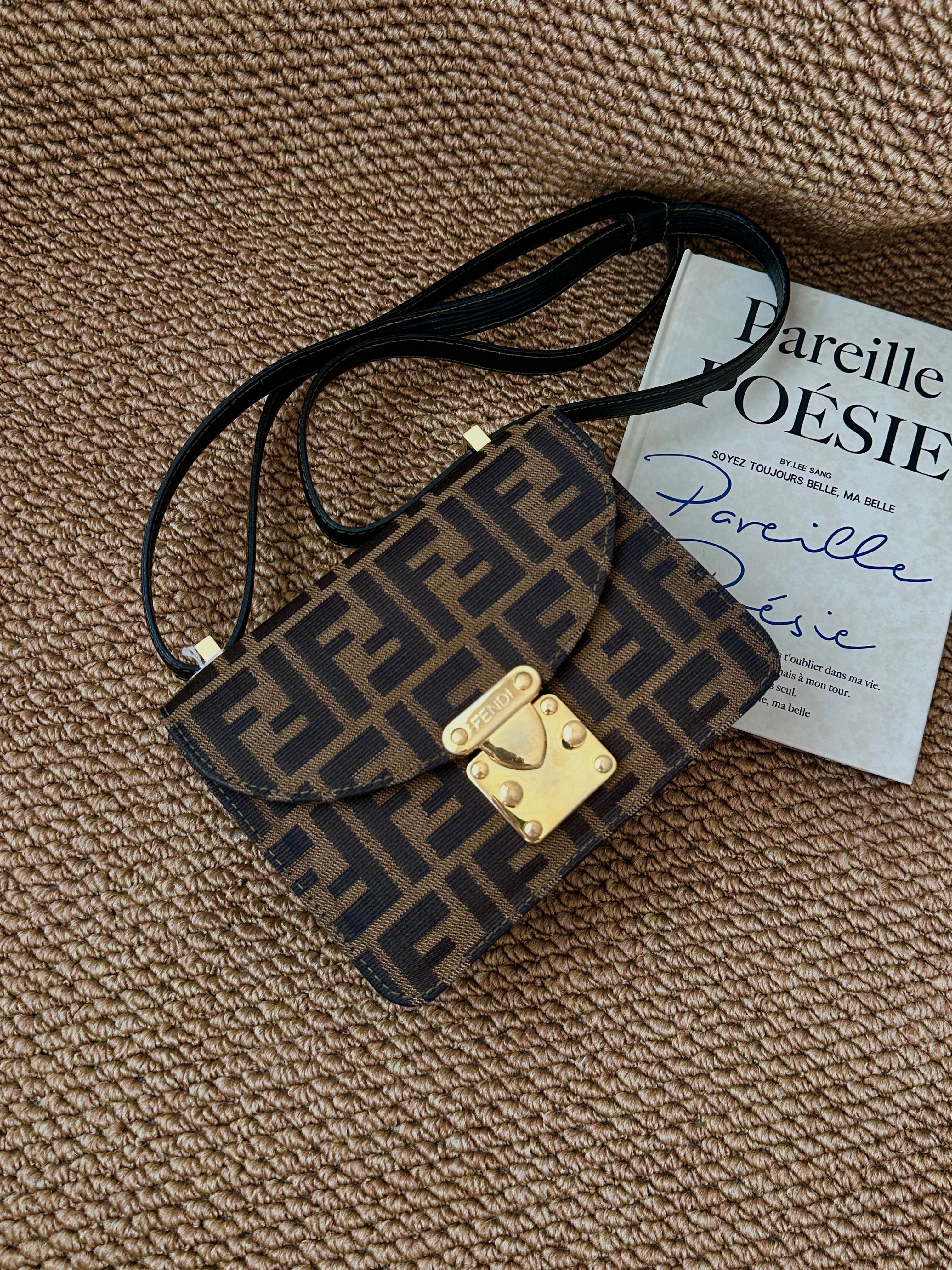 FENDI Brown Zucca Mini Constance Bag｜Gold Lock Closure × Timeless