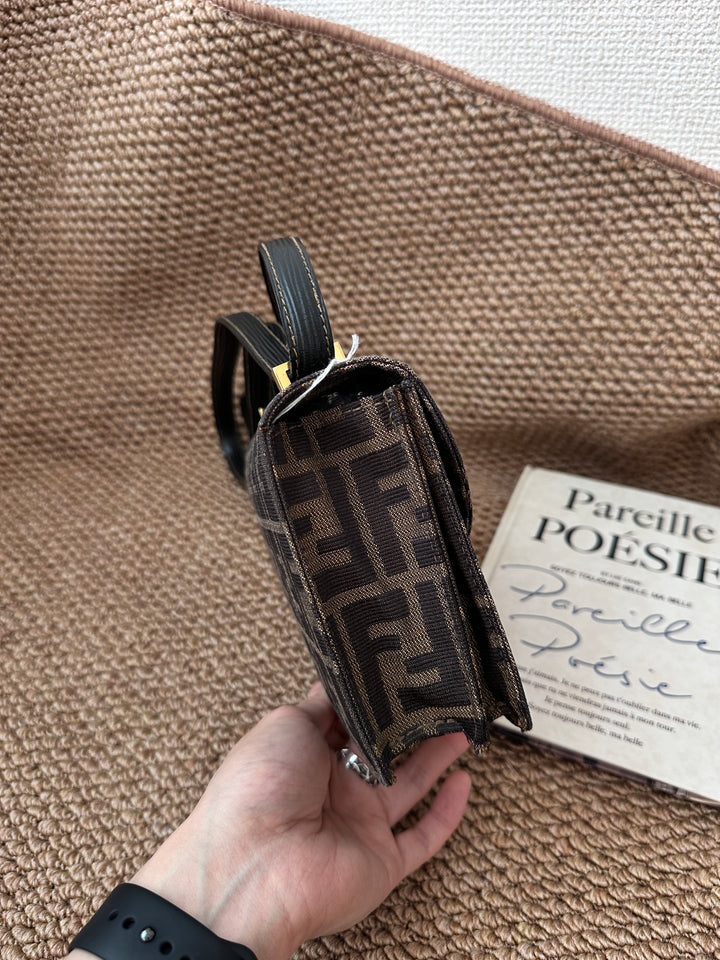 FENDI Brown Zucca Mini Constance Bag｜Gold Lock Closure × Timeless Vintage Elegance 🤎✨ Collector’s Treasure