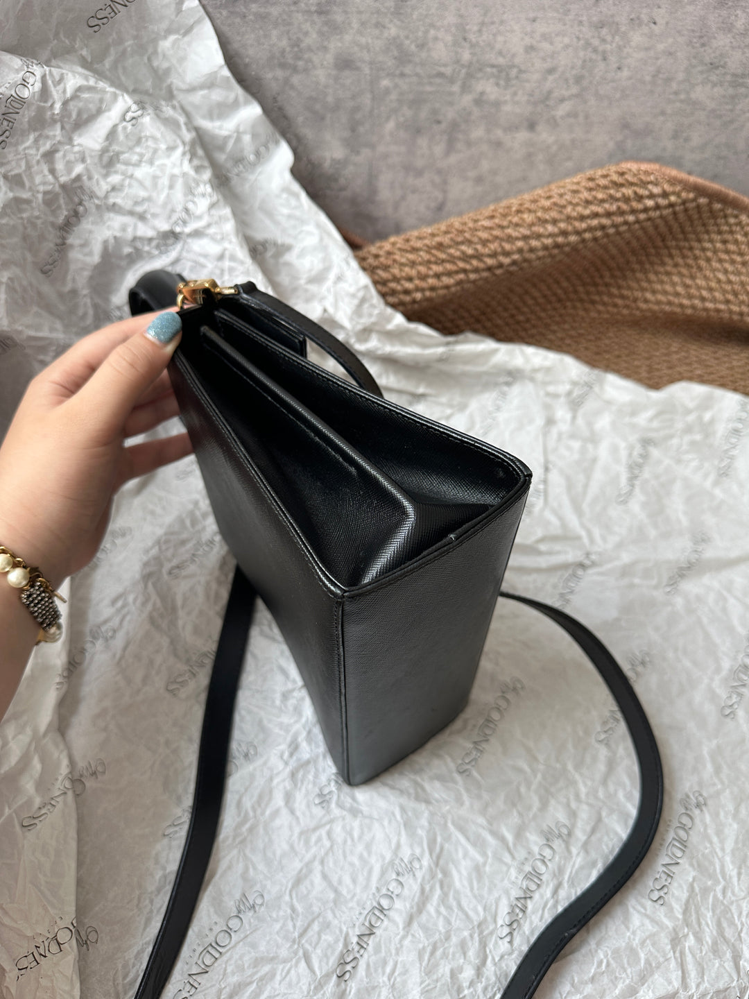 Ferragamo Mini Kelly in Black Textured Leather with Gold Gancini Hardware 🖤✨｜Elegant, Compact &amp; Versatile