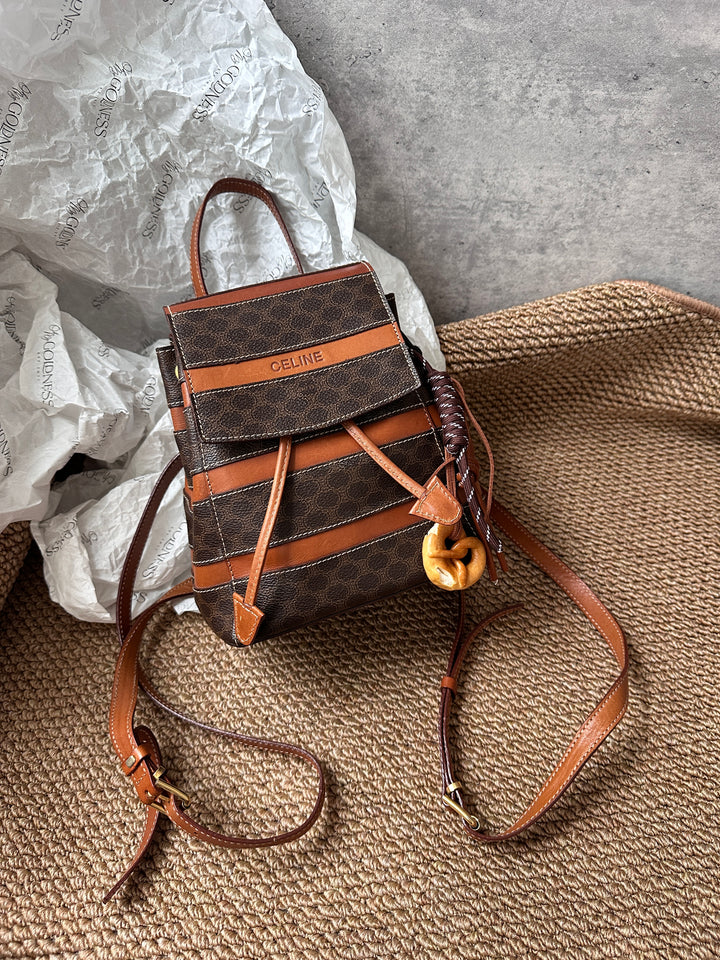 Celine Small Size Backpack in Tri-Color Canvas & Leather ✨｜Vintage, Practical & Stylish