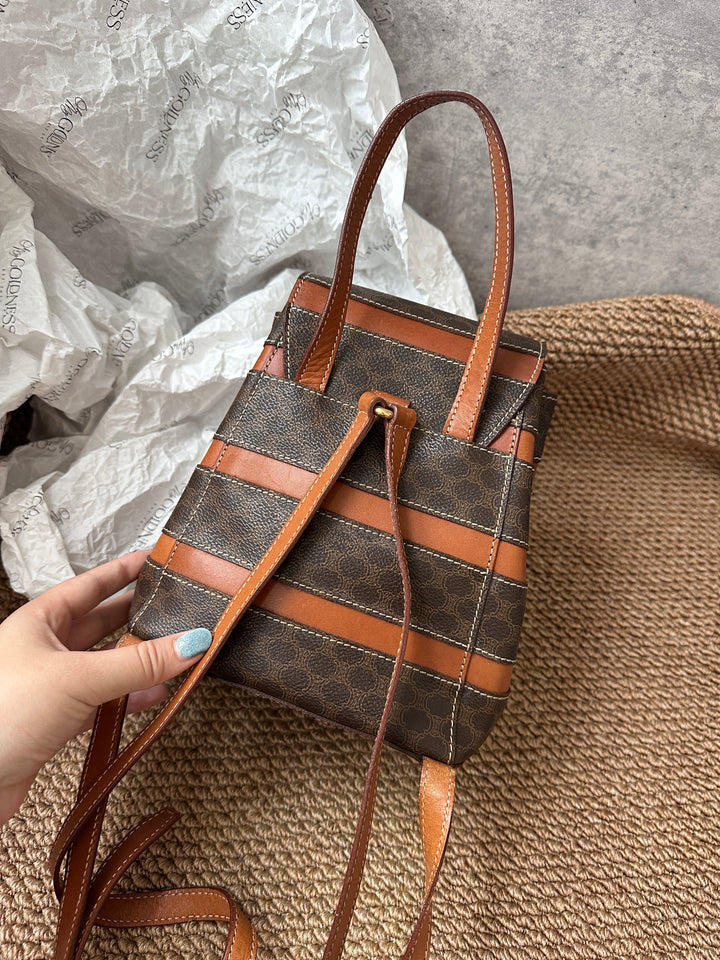 Celine Small Size Backpack in Tri-Color Canvas & Leather ✨｜Vintage, Practical & Stylish