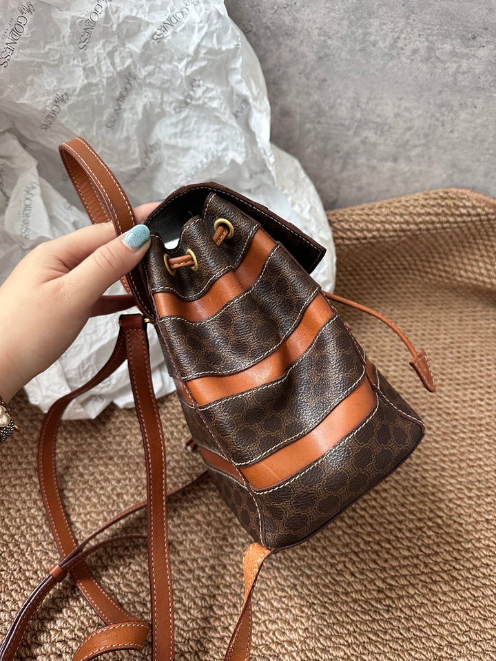 Celine Small Size Backpack in Tri-Color Canvas & Leather ✨｜Vintage, Practical & Stylish