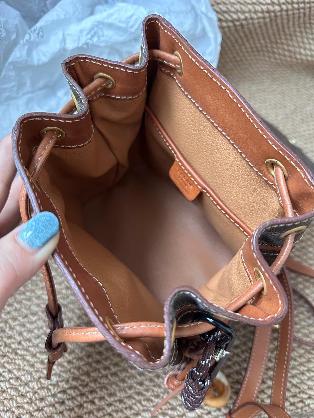 Celine Small Size Backpack in Tri-Color Canvas & Leather ✨｜Vintage, Practical & Stylish