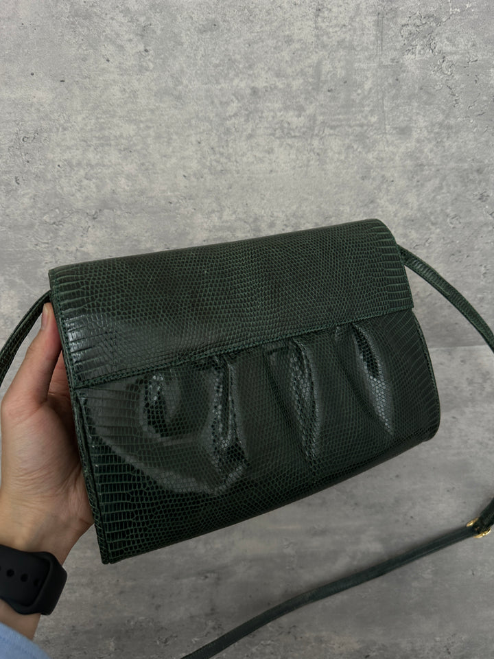 GUCCI Rare Lizard Leather Crossbody Bag 💚✨ Collector’s Piece | Excellent Condition