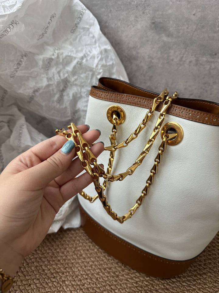 CELINE Two-Tone Caramel & White Bucket Bag ✨｜Rare, Chic & Functional