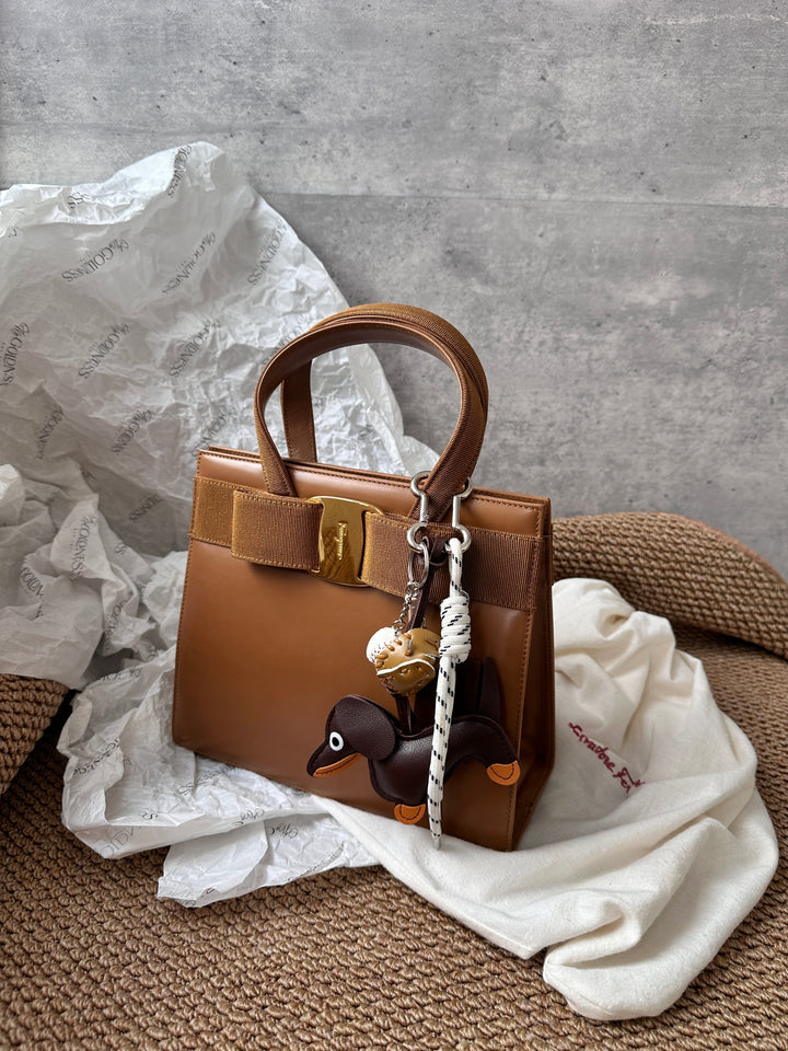 Ferragamo Brown Vara Ribbon Top Handle Bag 🤎｜Chic, Elegant & Collectible