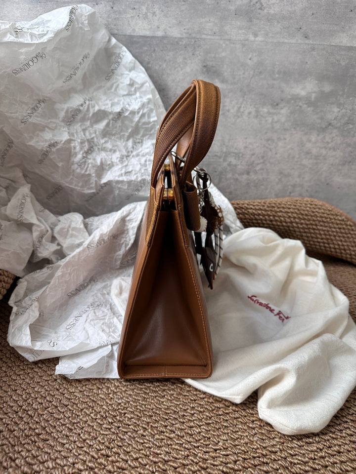 Ferragamo Brown Vara Ribbon Top Handle Bag 🤎｜Chic, Elegant & Collectible