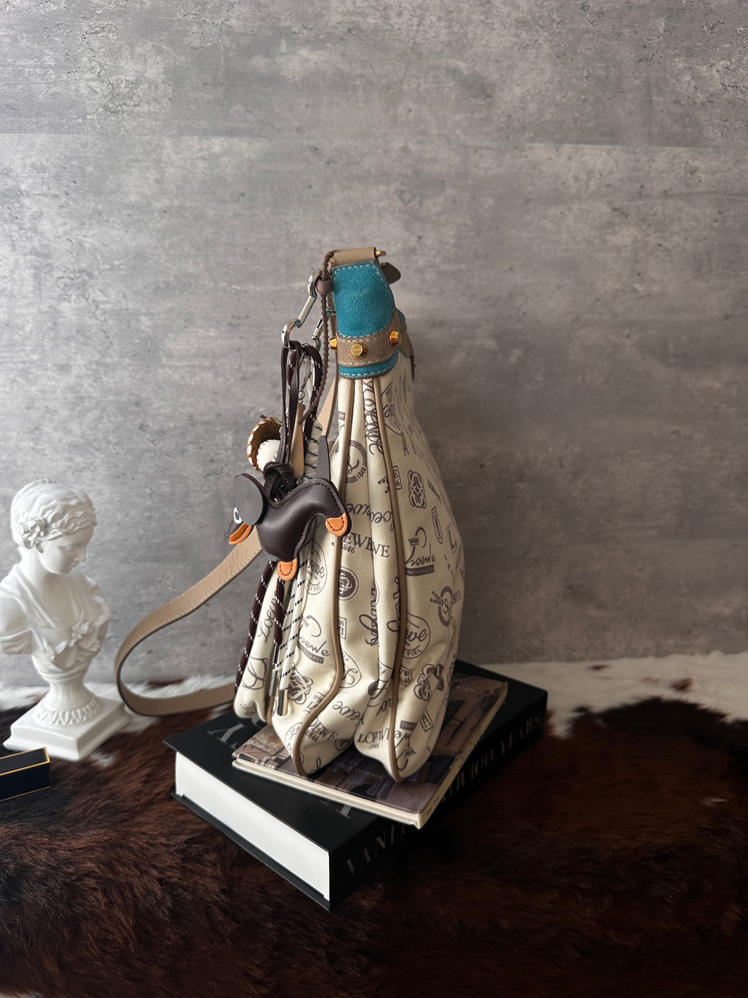 LOEWE 160th Anniversary Limited Crossbody Bag 🤎🩵｜Archive Logo Print｜Metal Emblem Details｜Collectible Edition