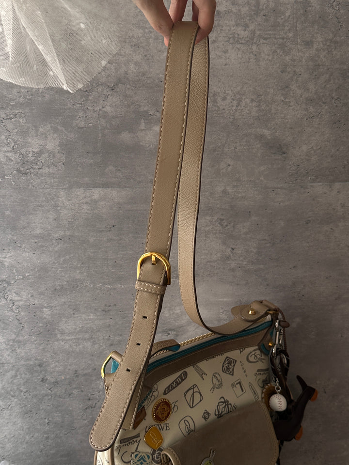 LOEWE 160th Anniversary Limited Crossbody Bag 🤎🩵｜Archive Logo Print｜Metal Emblem Details｜Collectible Edition