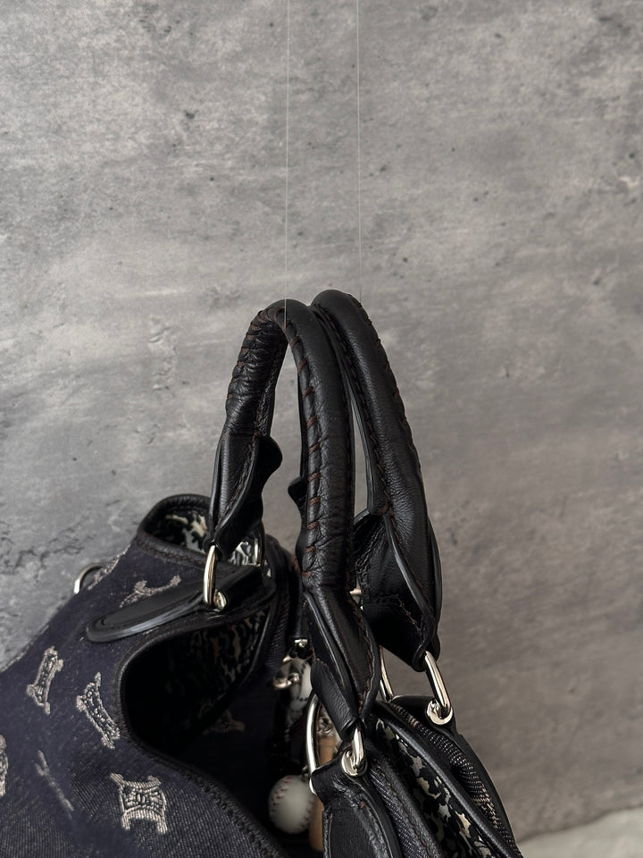 CELINE Triomphe Denim Hobo Bag 💙🖤｜Lightweight Carry｜Spacious Interior｜Convertible Styling