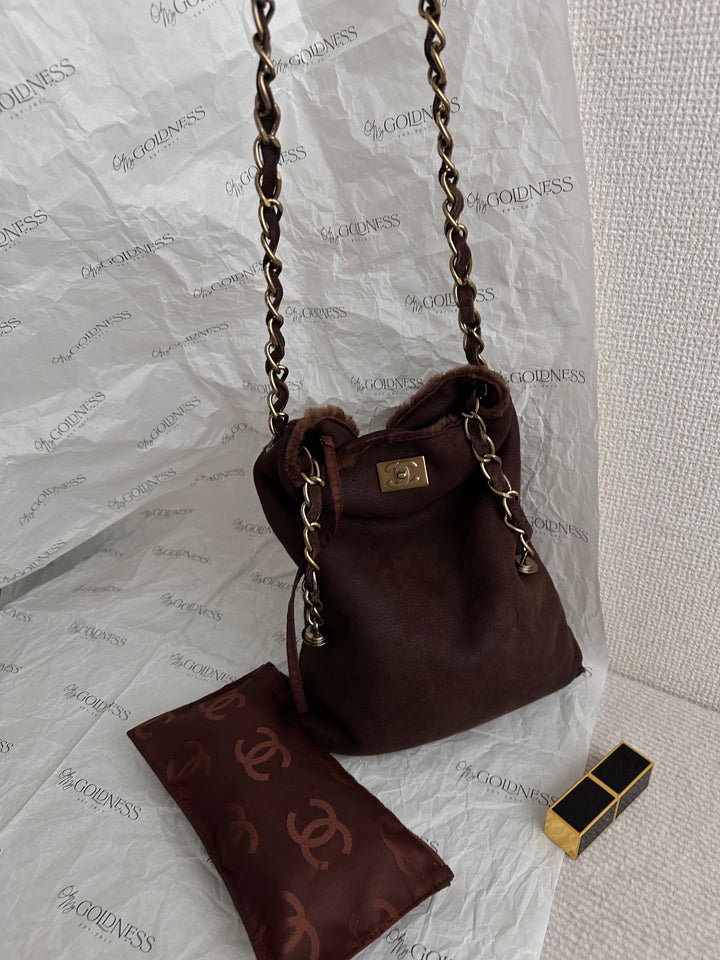 Chanel Special Edition Chocolate Brown Hobo/Crossbody + Baby Pouch 🤎✨ Soft & Slouchy with Boy-Style Clasp