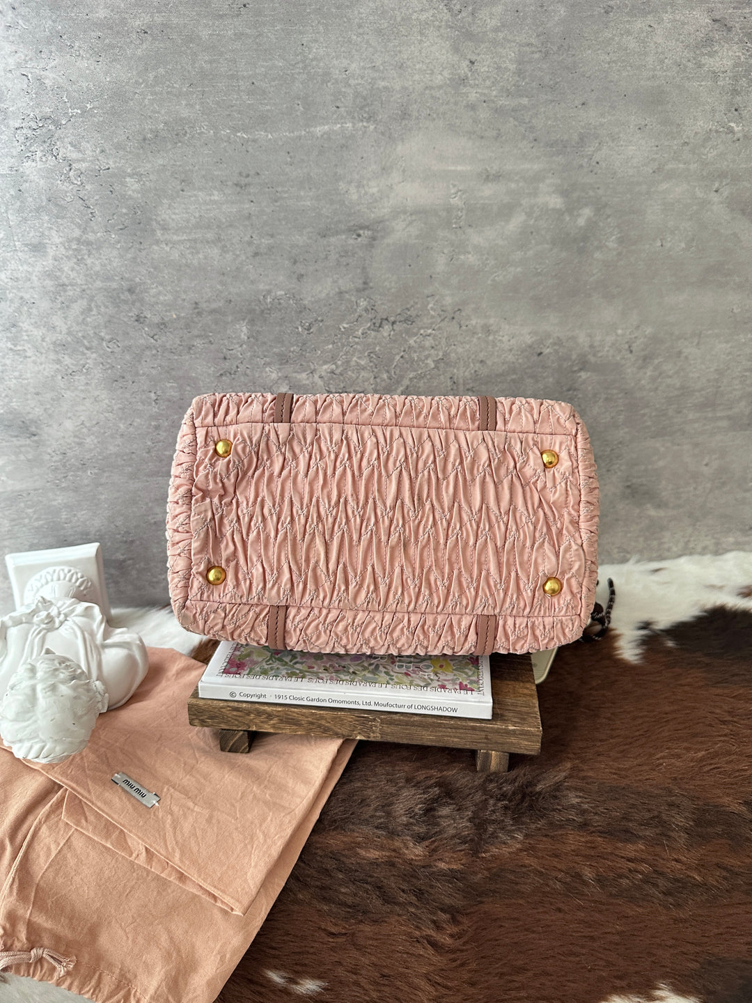 MIU MIU Matelassé Nylon Boston Bag 💖｜Blush Pink Finish｜Chain-and-Braided Handles｜Lightweight Design