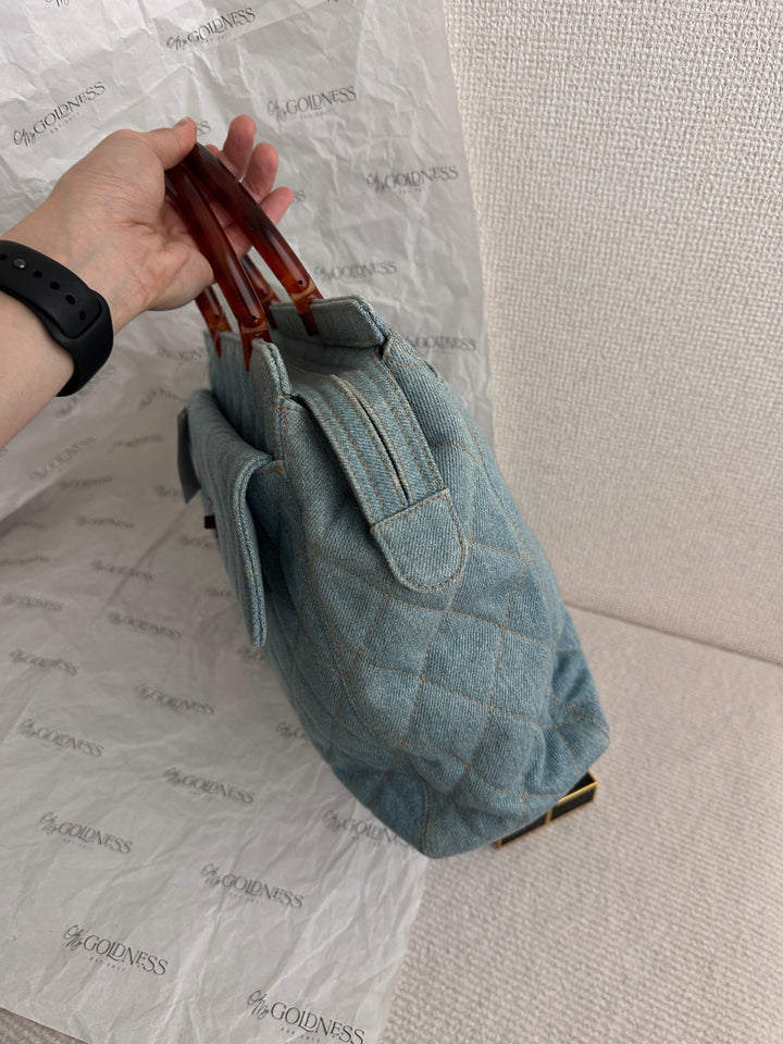 CHANEL Denim CC Tote Bag｜Amber CC Handle × Timeless Quilted Design 💙 Rare Vintage Find