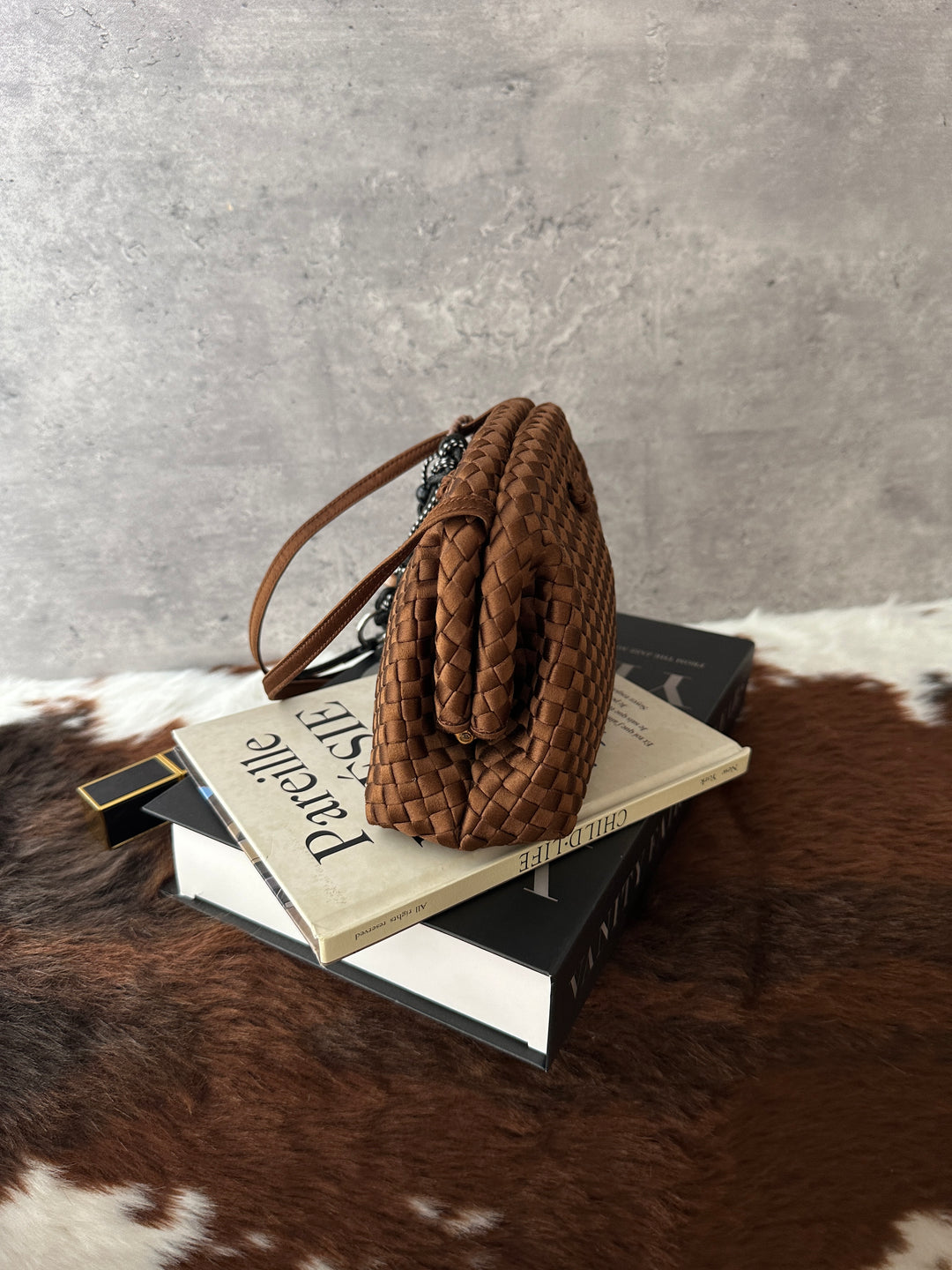 BOTTEGA VENETA Intrecciato Satin Mini Crossbody Bag 🍫｜Chocolate Satin｜Signature Weave｜Convertible Carry