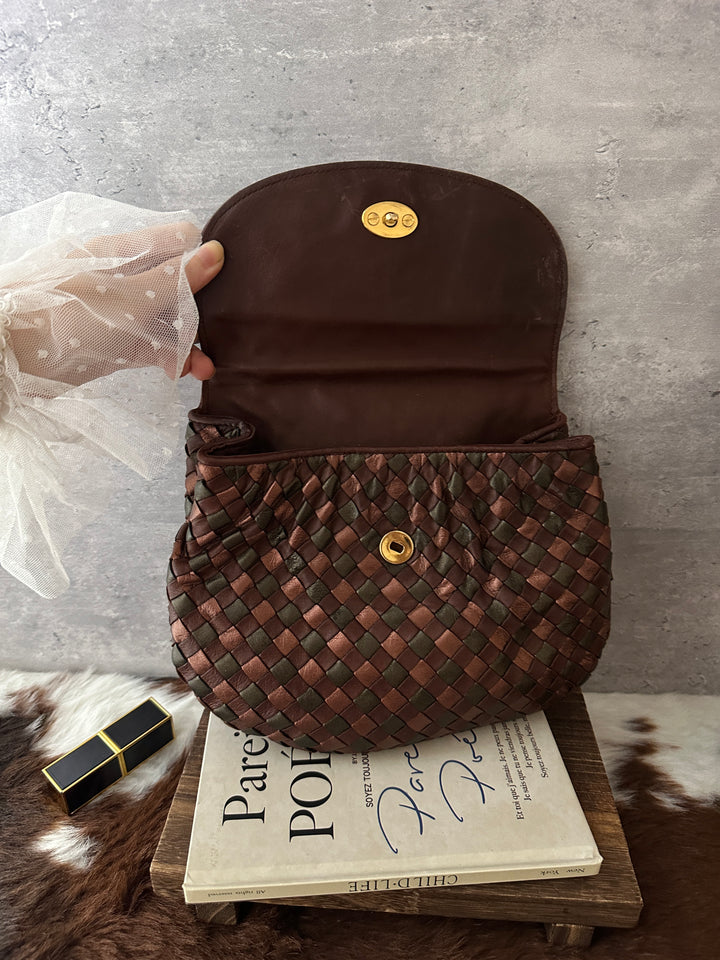 BOTTEGA VENETA Multicolour Intrecciato Kelly-Style Bag 🤎🫒｜Rare Colourway｜Signature Weave｜Convertible Carry