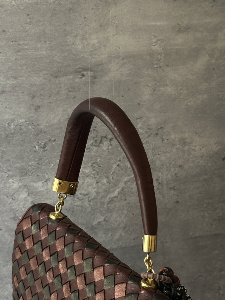 BOTTEGA VENETA Multicolour Intrecciato Kelly-Style Bag 🤎🫒｜Rare Colourway｜Signature Weave｜Convertible Carry