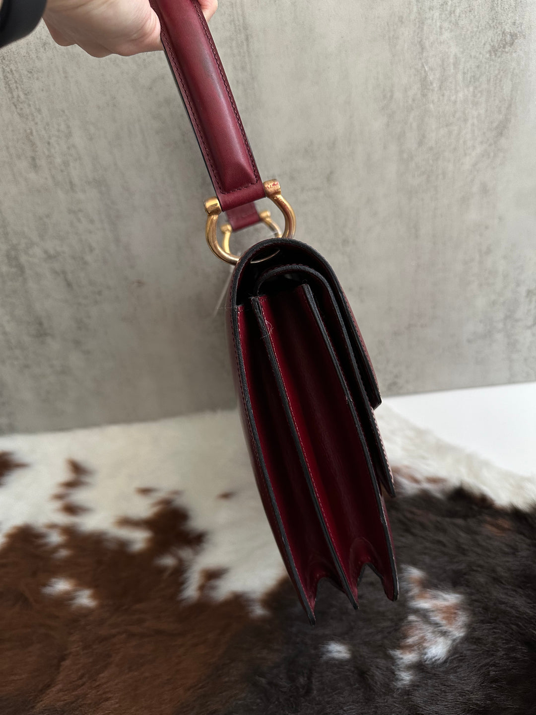 Celine Double Flap Horsebit Bag 🍷 | Timeless Elegance in Bordeaux