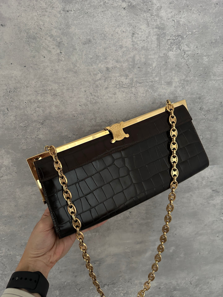 CELINE Vintage Crocodile Triomphe Envelope Bag 🐊💌 Ultra-Rare Collectible