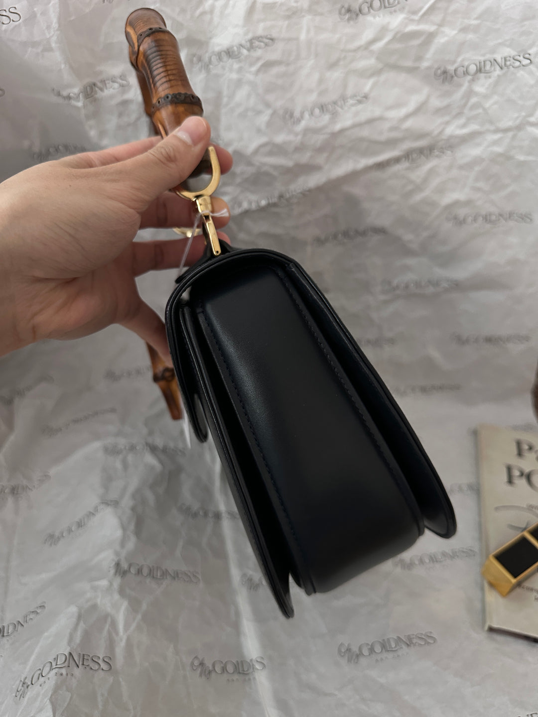 Gucci Bamboo Box Leather Handbag — Black 🖤✨ Vintage Collector’s Piece