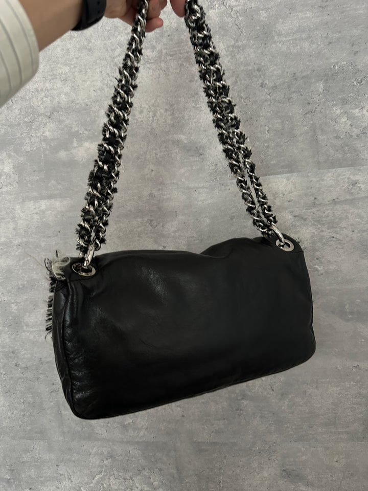 CHANEL Shearling-Trim Calfskin Chain Shoulder Bag 🖤✨ Ultra-Rare Find