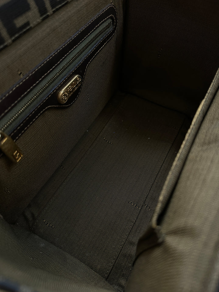 FENDI Zucca Monogram Box Bag 🤎｜Structured Silhouette × Gold-Tone Hardware × Vintage Logo Canvas