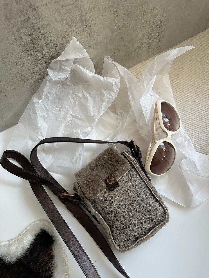 Celine Mini Shearling Triomphe Bag 🩶✨ | Cozy Luxury in the Cutest Form