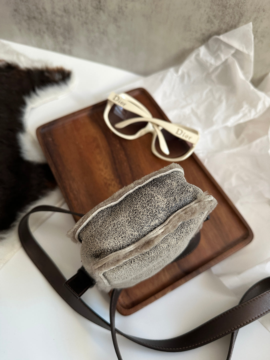 Celine Mini Shearling Triomphe Bag 🩶✨ | Cozy Luxury in the Cutest Form