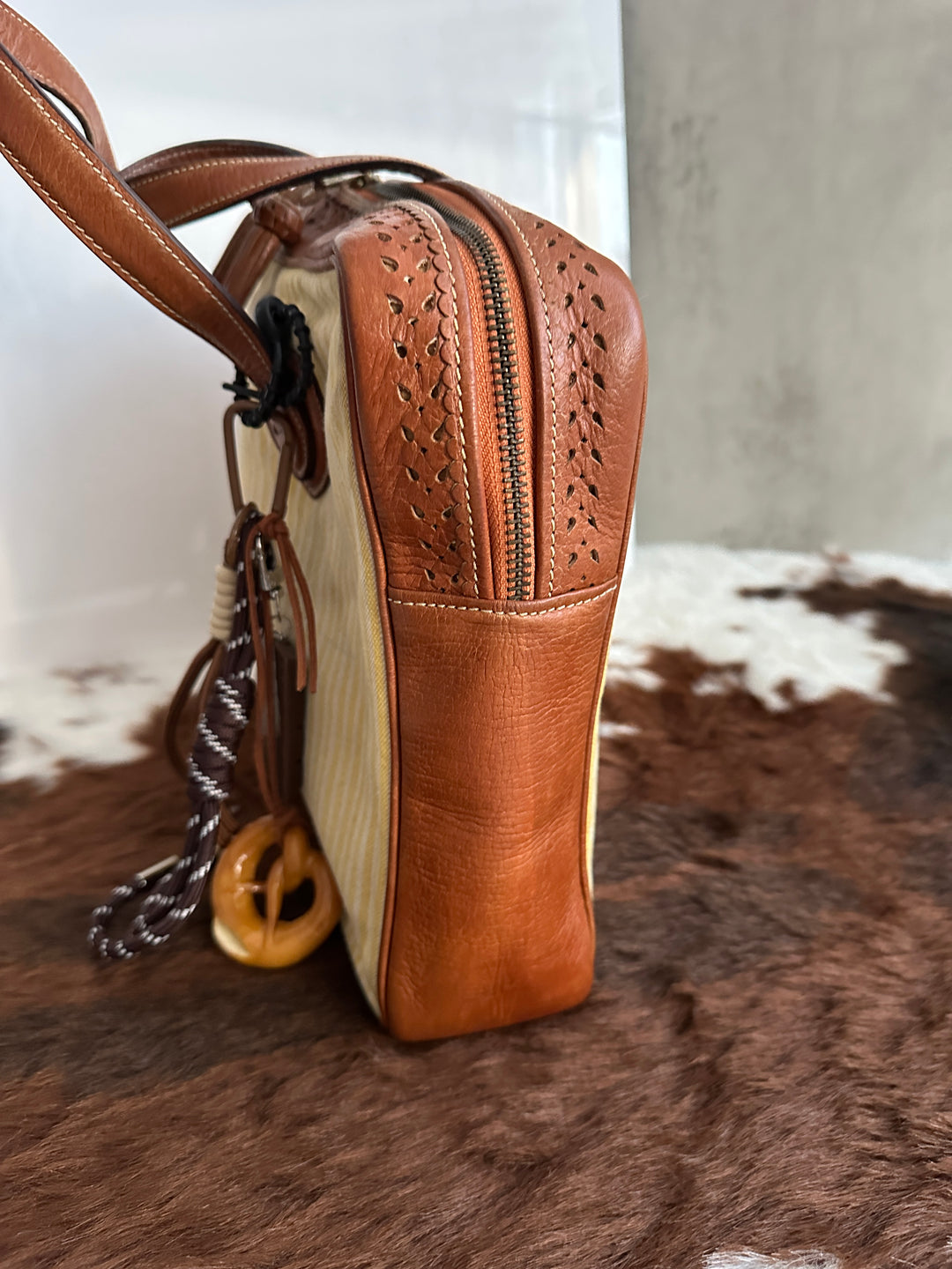 Loewe Striped Canvas & Leather Tote 💛🤎 | Artisanal Craft Meets Everyday Warmth