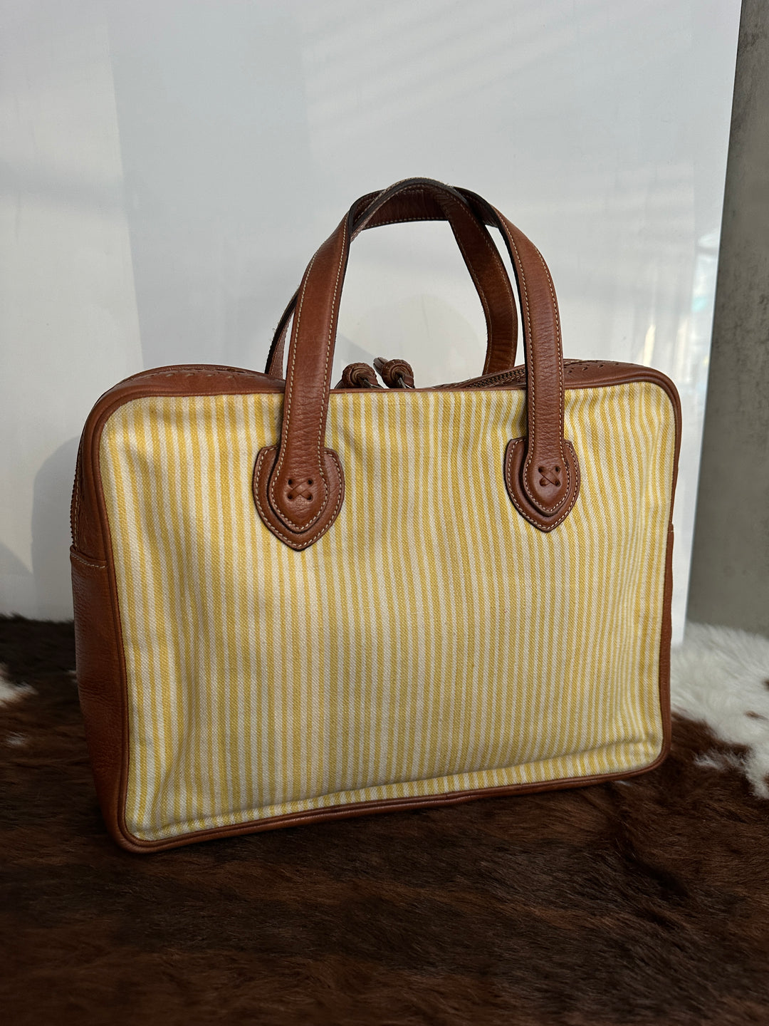 Loewe Striped Canvas & Leather Tote 💛🤎 | Artisanal Craft Meets Everyday Warmth