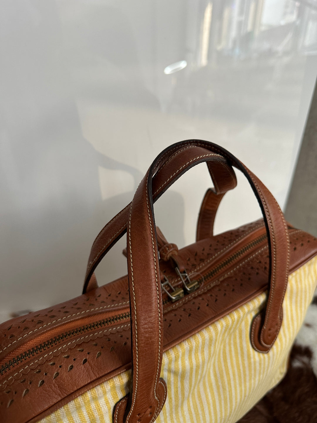 Loewe Striped Canvas & Leather Tote 💛🤎 | Artisanal Craft Meets Everyday Warmth