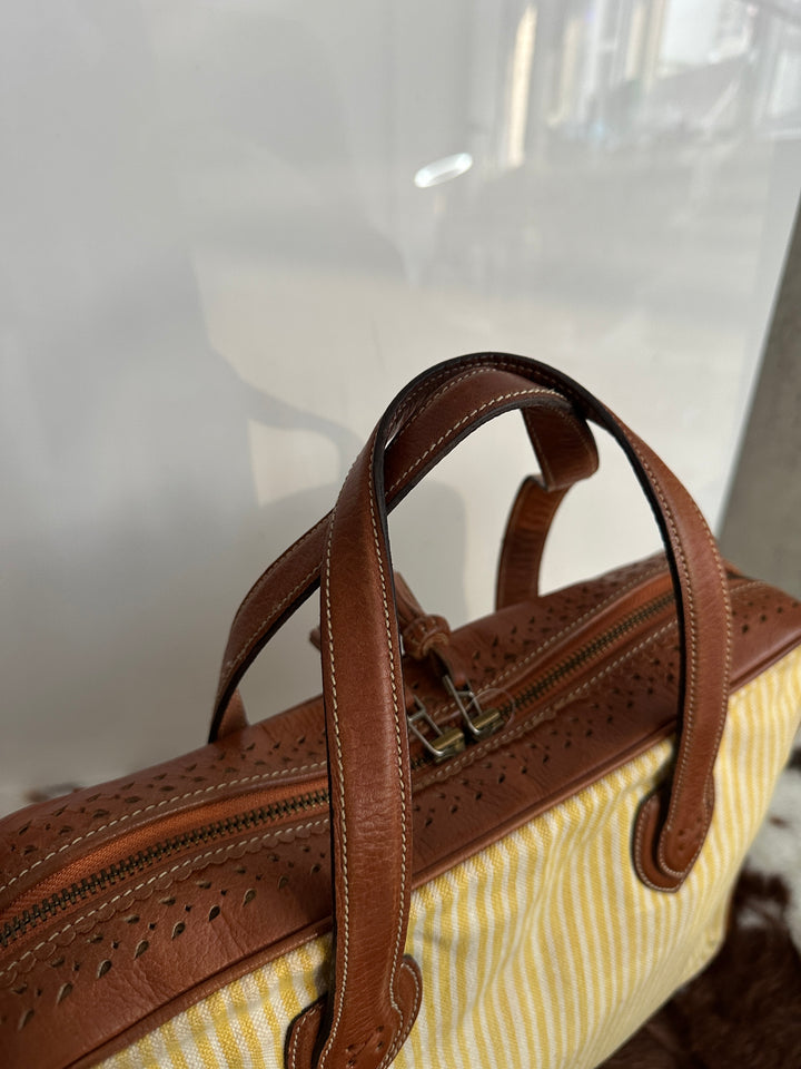 Loewe Striped Canvas & Leather Tote 💛🤎 | Artisanal Craft Meets Everyday Warmth