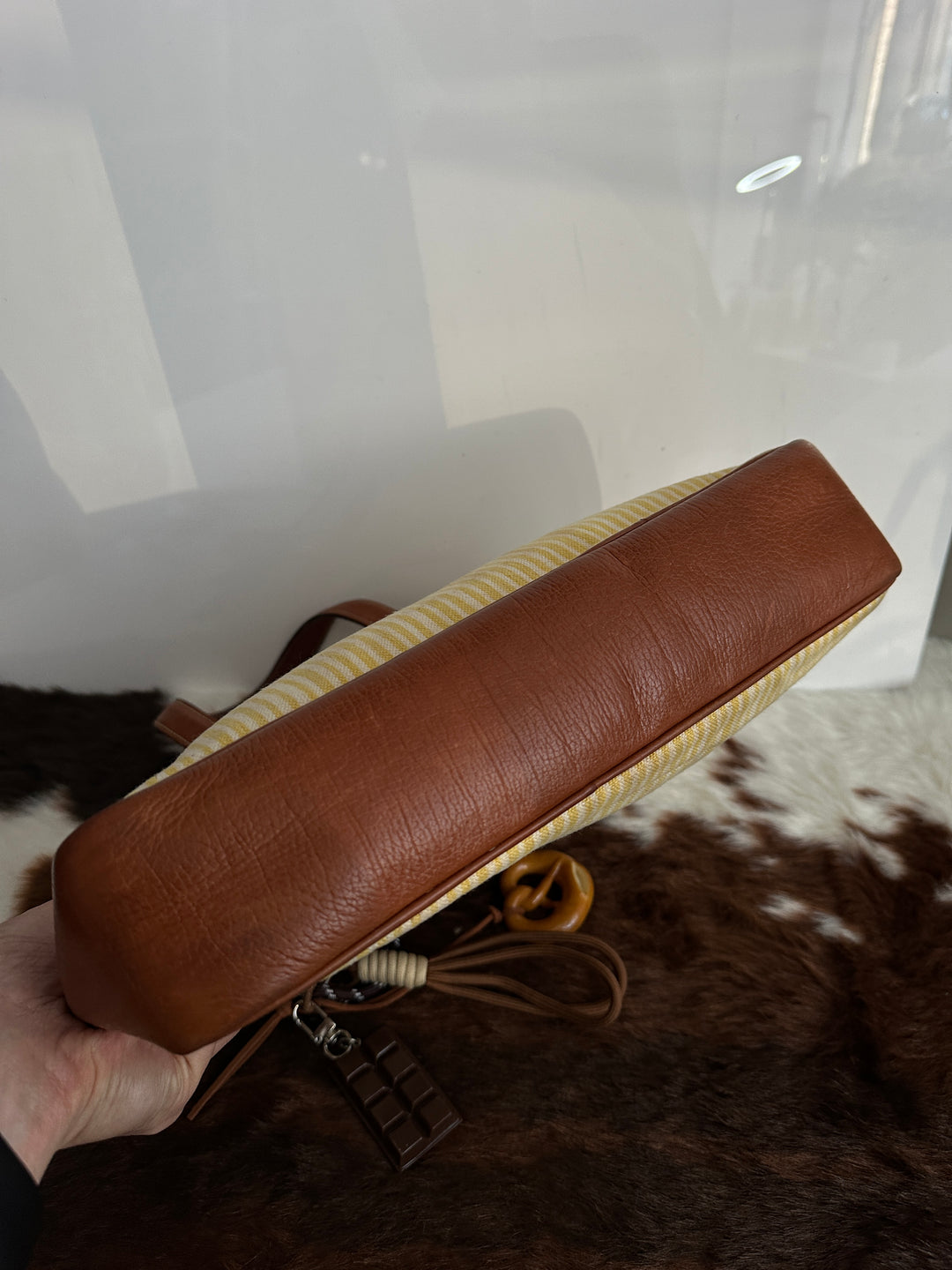 Loewe Striped Canvas & Leather Tote 💛🤎 | Artisanal Craft Meets Everyday Warmth