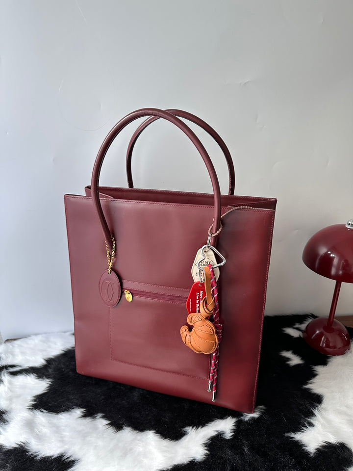 Cartier Leather Tote Bag ❤️｜Classic Bordeaux Tone × Signature Logo Tag × Spacious Everyday Carry