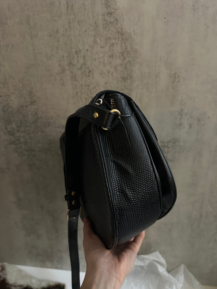Yves Saint Laurent Vintage Lizard-Embossed Crossbody 🖤 | Quiet Power, Refined Edge