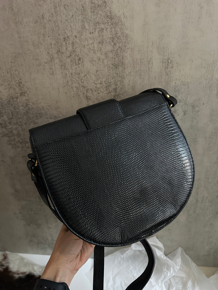 Yves Saint Laurent Vintage Lizard-Embossed Crossbody 🖤 | Quiet Power, Refined Edge