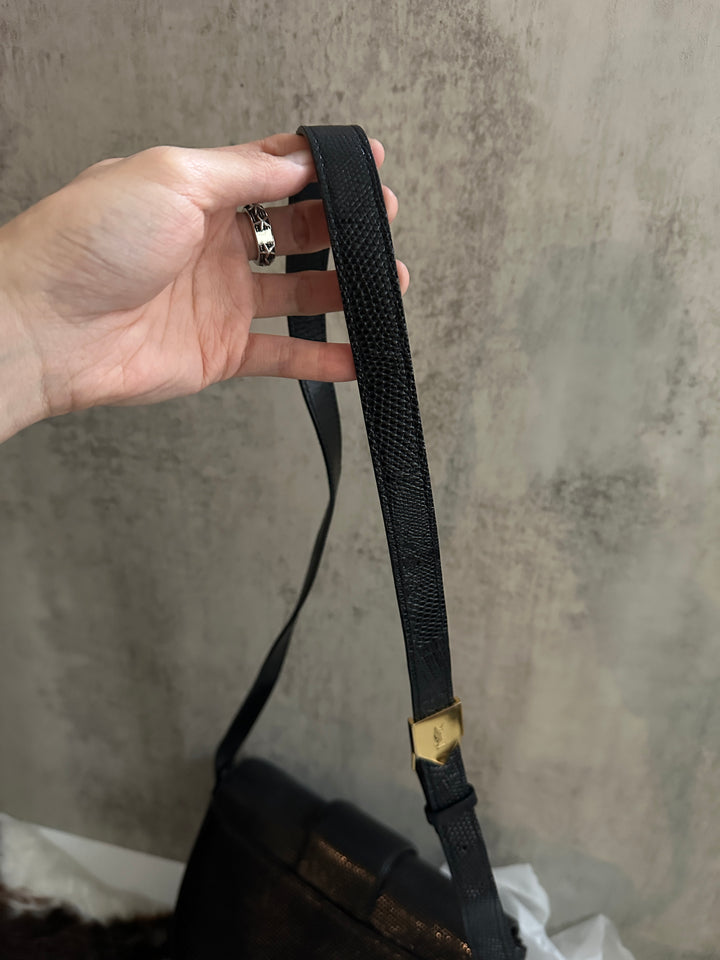 Yves Saint Laurent Vintage Lizard-Embossed Crossbody 🖤 | Quiet Power, Refined Edge
