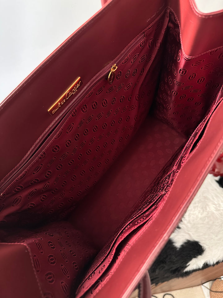 Cartier Leather Tote Bag ❤️｜Classic Bordeaux Tone × Signature Logo Tag × Spacious Everyday Carry