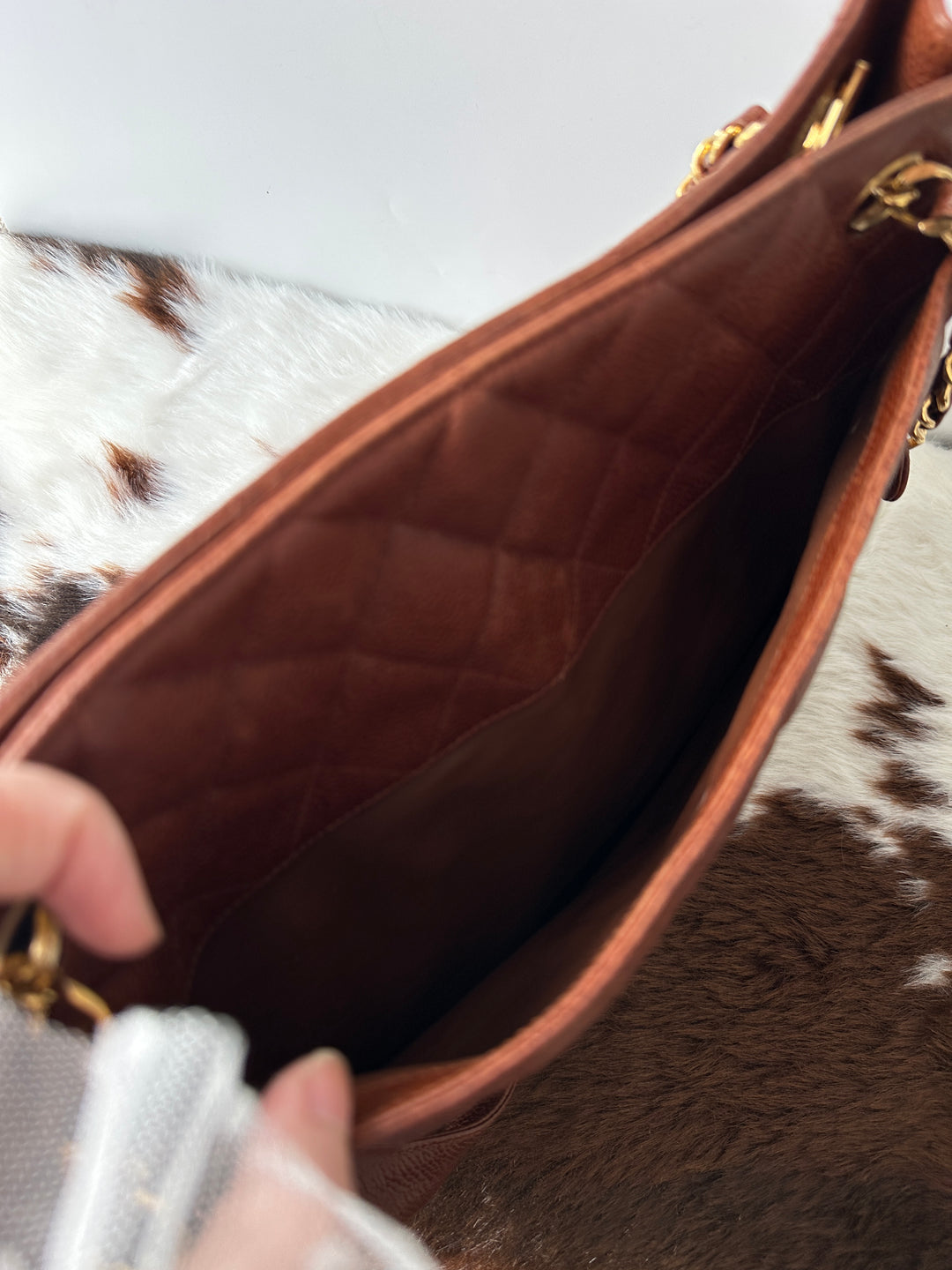 CHANEL Caviar Leather Chain Shoulder Bag 🧡🤎｜Caramel Brown × Spacious Capacity × Classic Chain Design