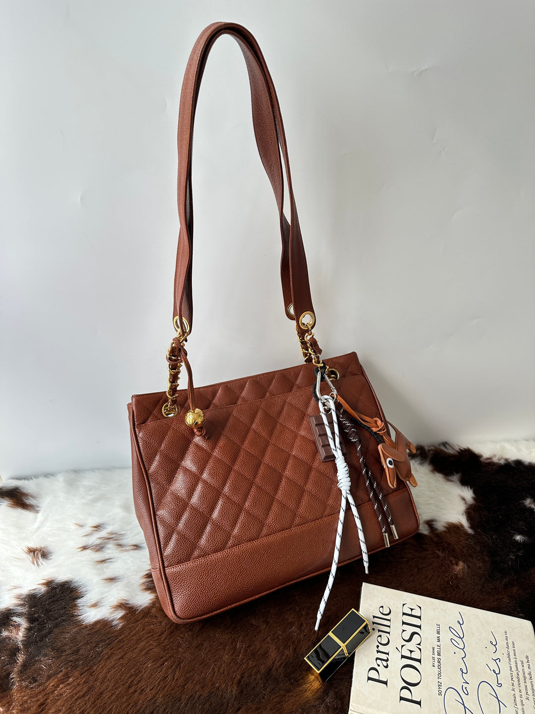 CHANEL Caviar Leather Chain Shoulder Bag 🧡🤎｜Caramel Brown × Spacious Capacity × Classic Chain Design