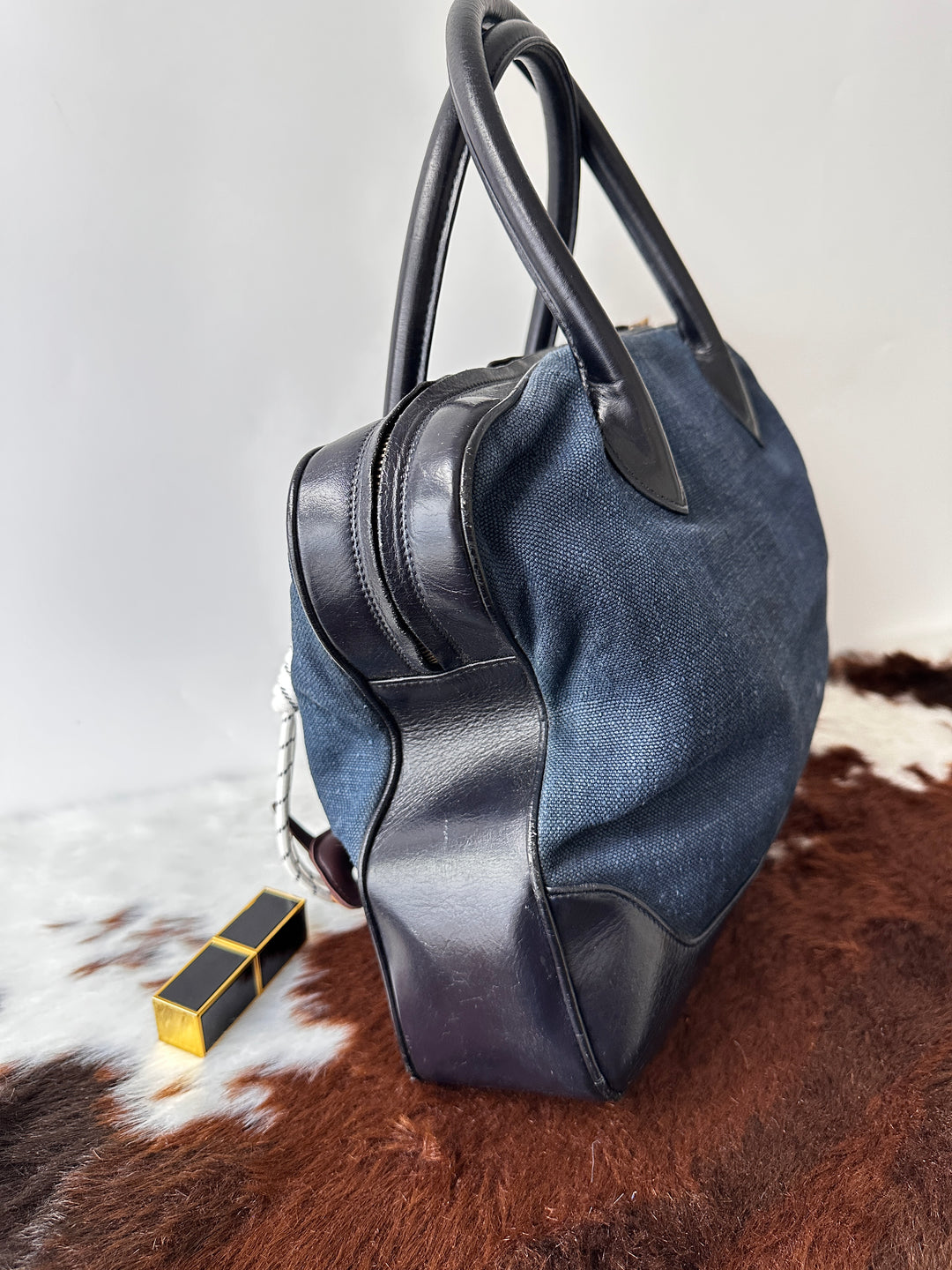 CHANEL Denim Leather Tote Bag 💙🖤｜Oversized CC Logo × Gold Ring Charm × Lightweight Daily Carry