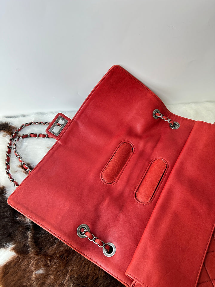 Chanel 2.55 Double Flap Jumbo Bag ❤️🖤｜Soft Calfskin × Aged Silver Hardware × Convertible Carry