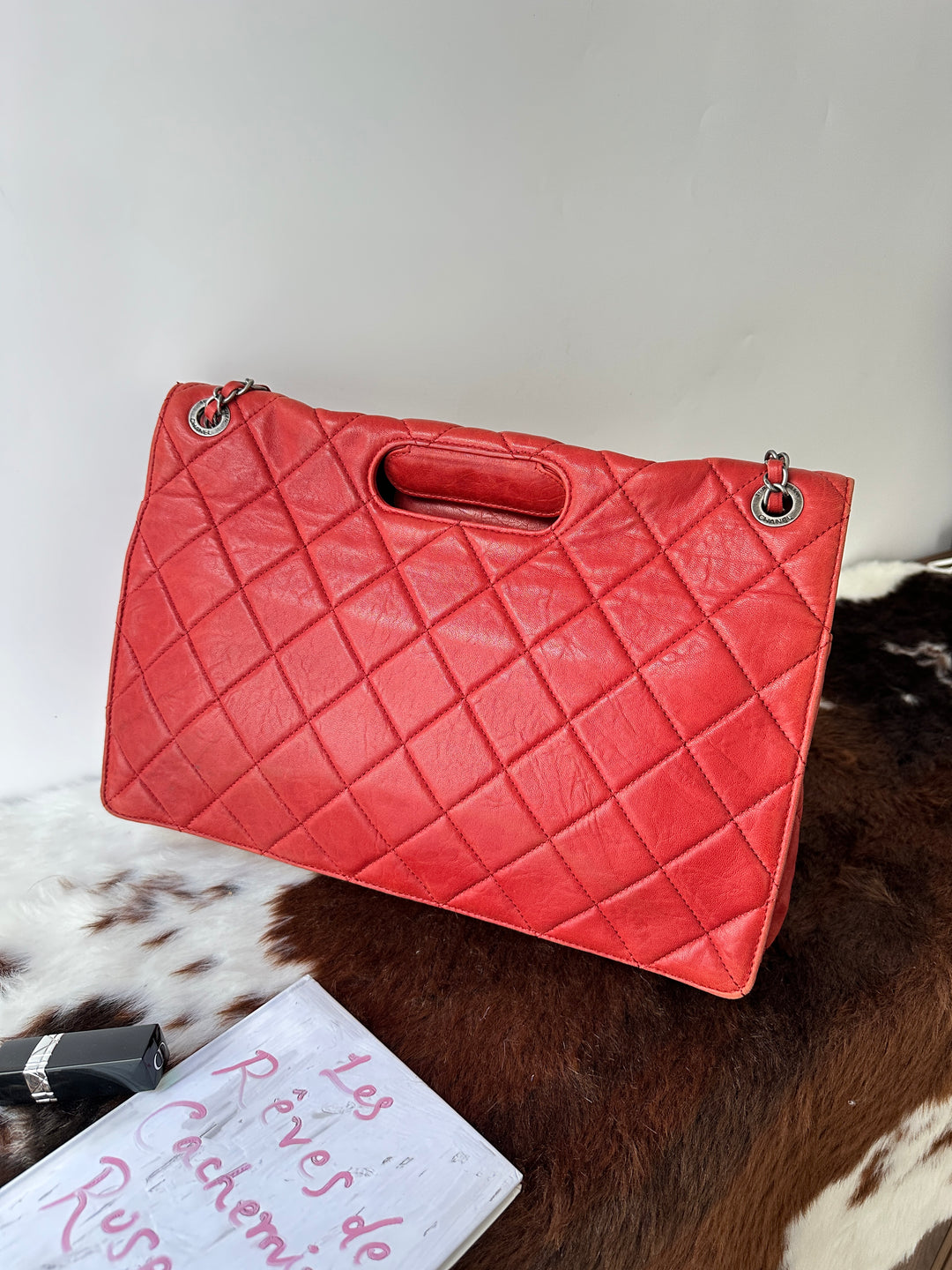 Chanel 2.55 Double Flap Jumbo Bag ❤️🖤｜Soft Calfskin × Aged Silver Hardware × Convertible Carry