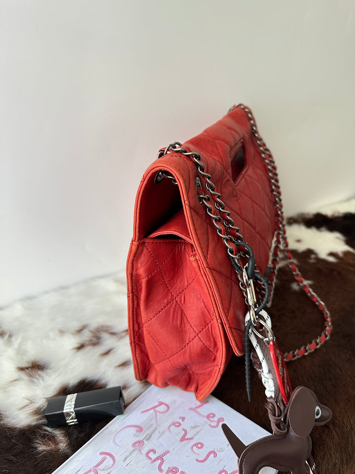 Chanel 2.55 Double Flap Jumbo Bag ❤️🖤｜Soft Calfskin × Aged Silver Hardware × Convertible Carry