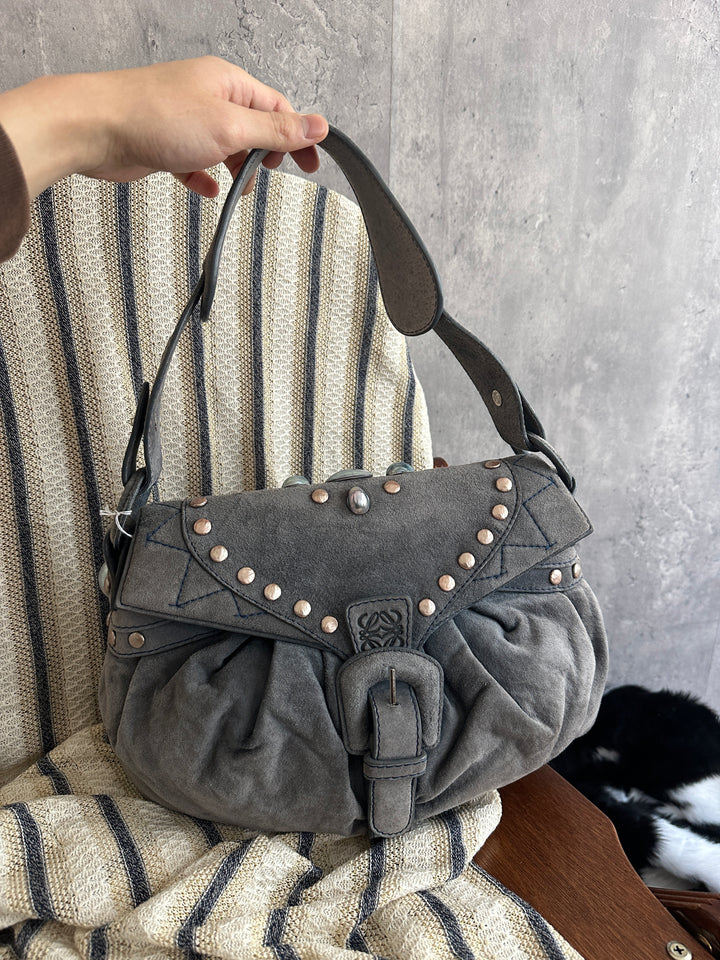 Loewe Elephant Grey Suede Cloud Bag