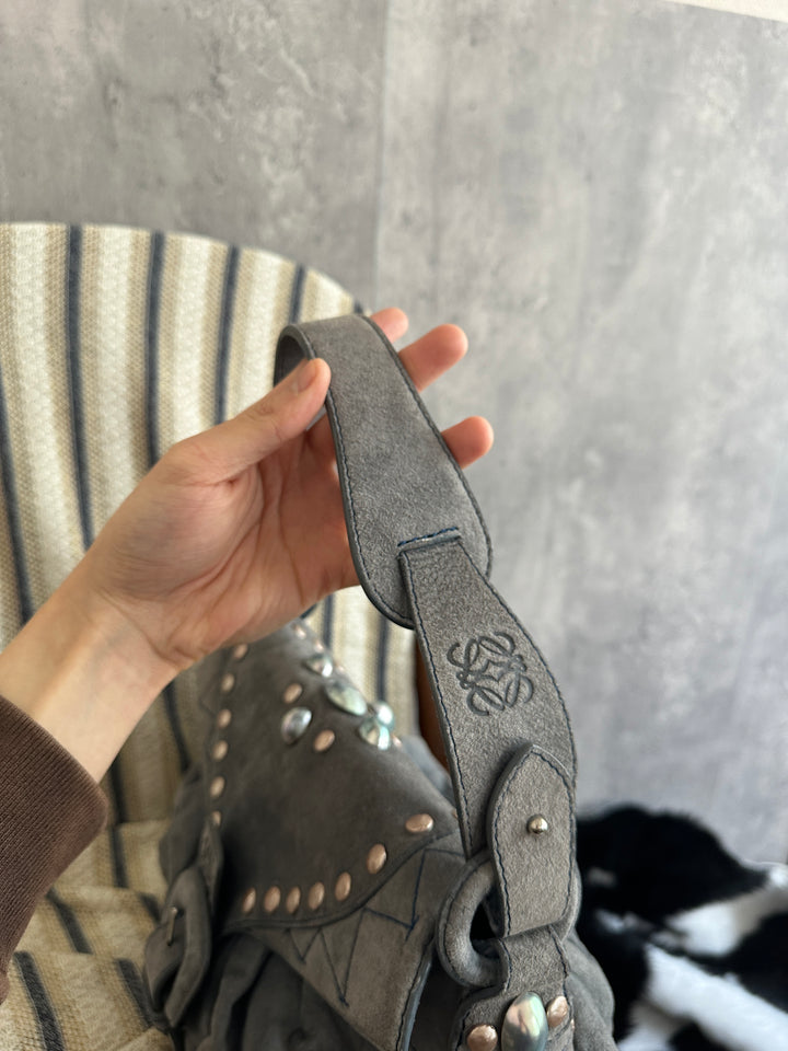 Loewe Elephant Grey Suede Cloud Bag