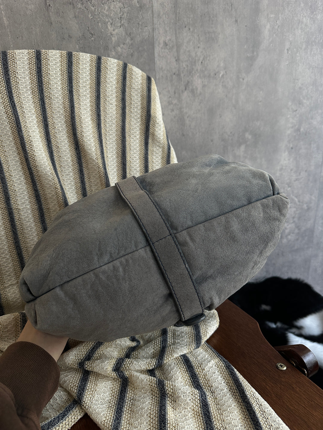 Loewe Elephant Grey Suede Cloud Bag
